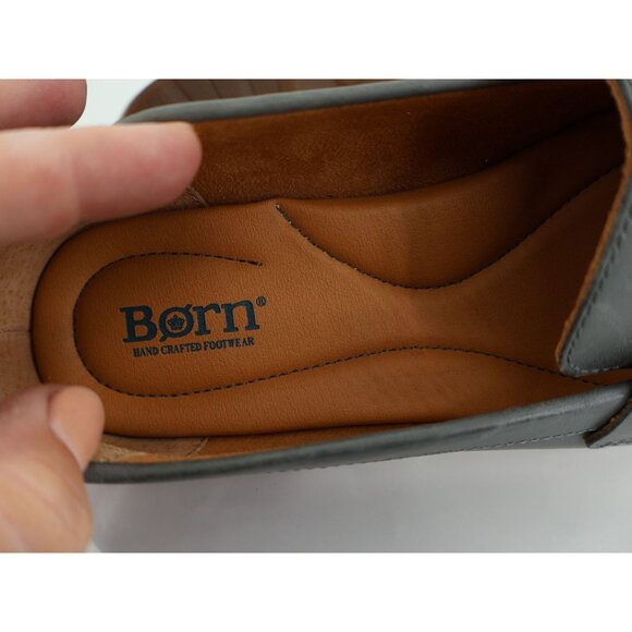 Born Langley Penny Loafers Womens 8 Blue Gray Leather Slip On Block Heel - Picture 9 of 12